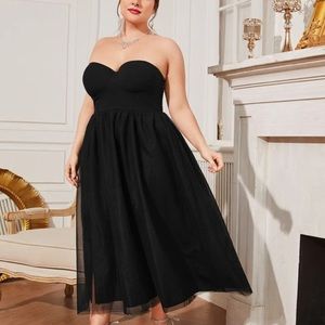 Plus Size Black Mesh Gown